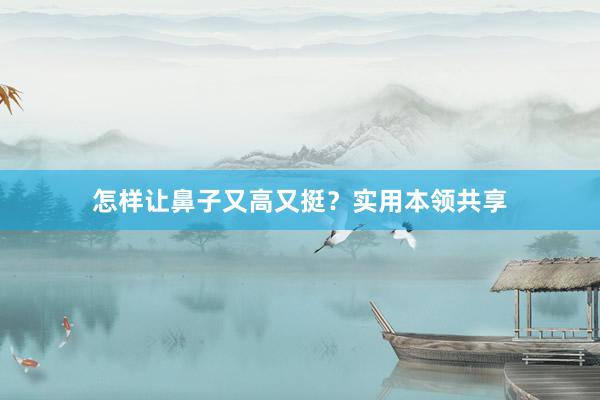 怎样让鼻子又高又挺？实用本领共享